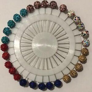 30 Crystal Ball Straight Pins